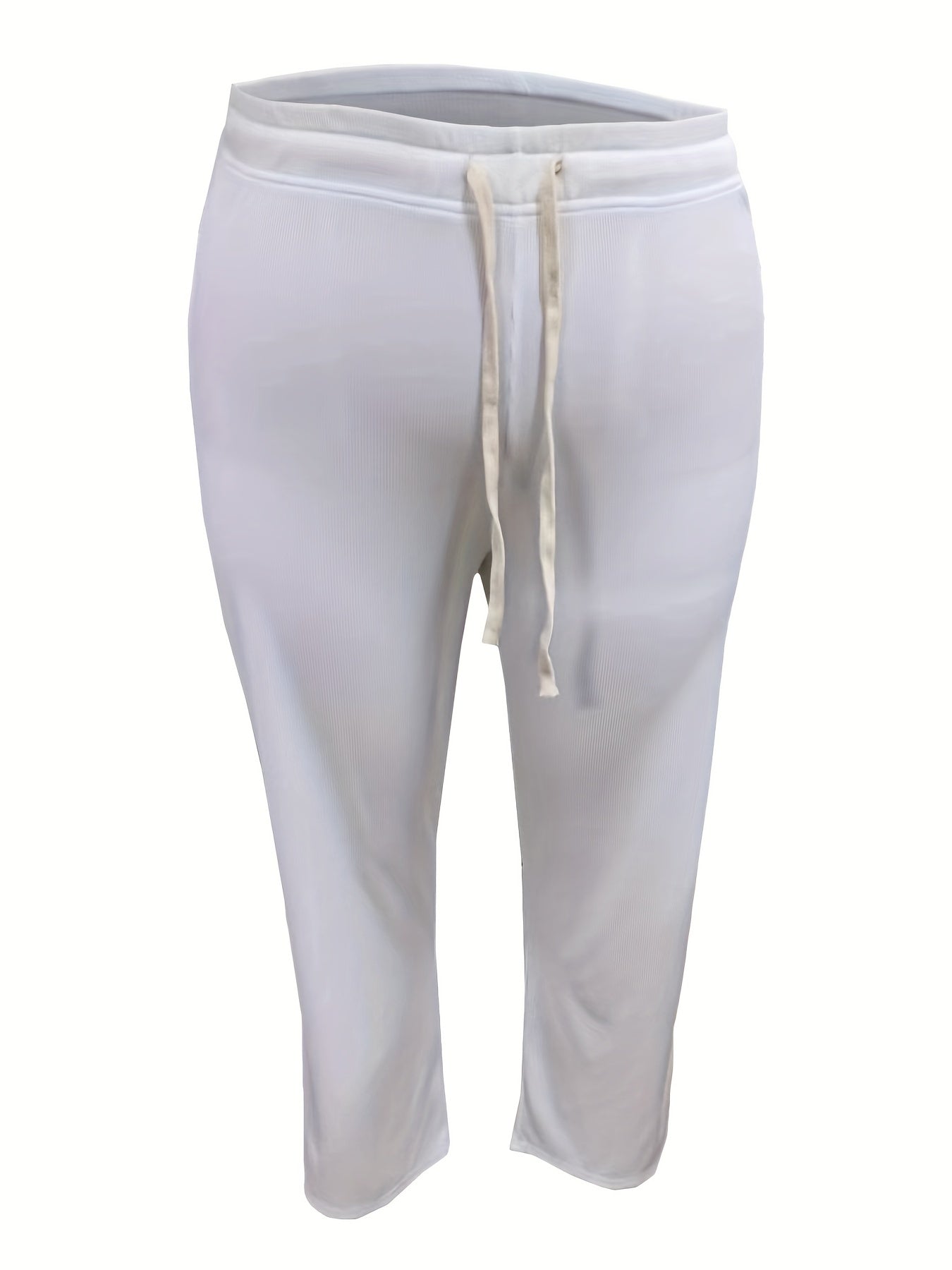  Ribbed Drawstring Straight Leg Trousers