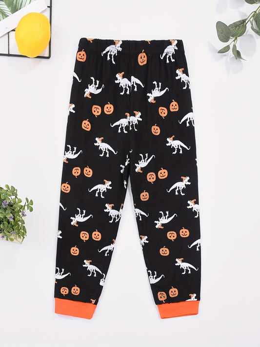 Halloween Pumpkin Print Boys Casual Pants