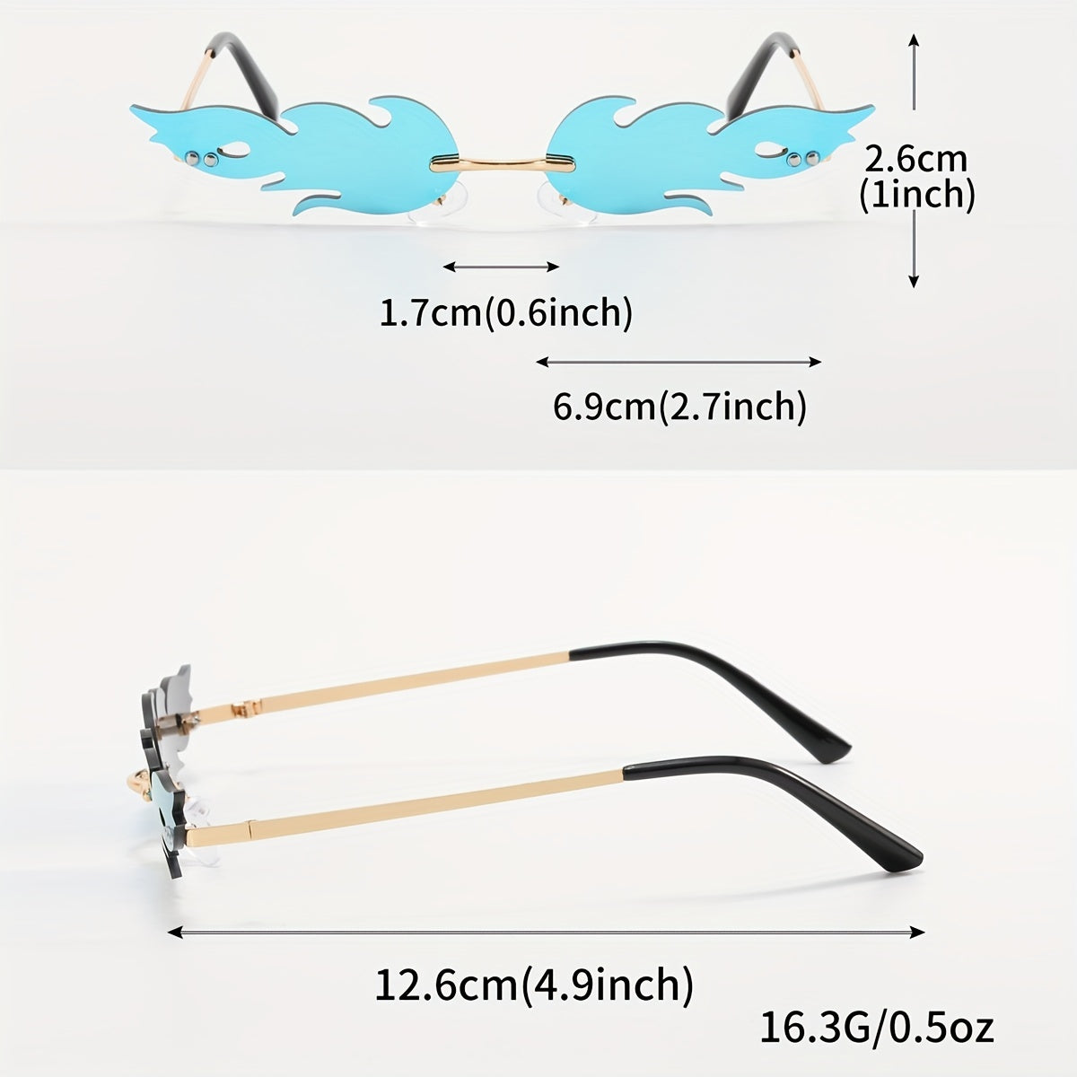 6 Pairs Fire Lens Sunglasses Rimless Party Glasses Unisex UV400