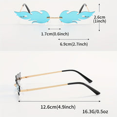 6 Pairs Fire Lens Sunglasses Rimless Party Glasses Unisex UV400