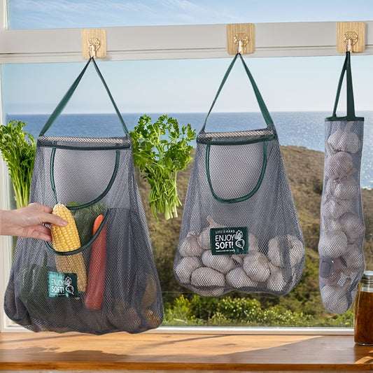 Kitchen Organizer Storage Mesh Bags Hanging Reusable