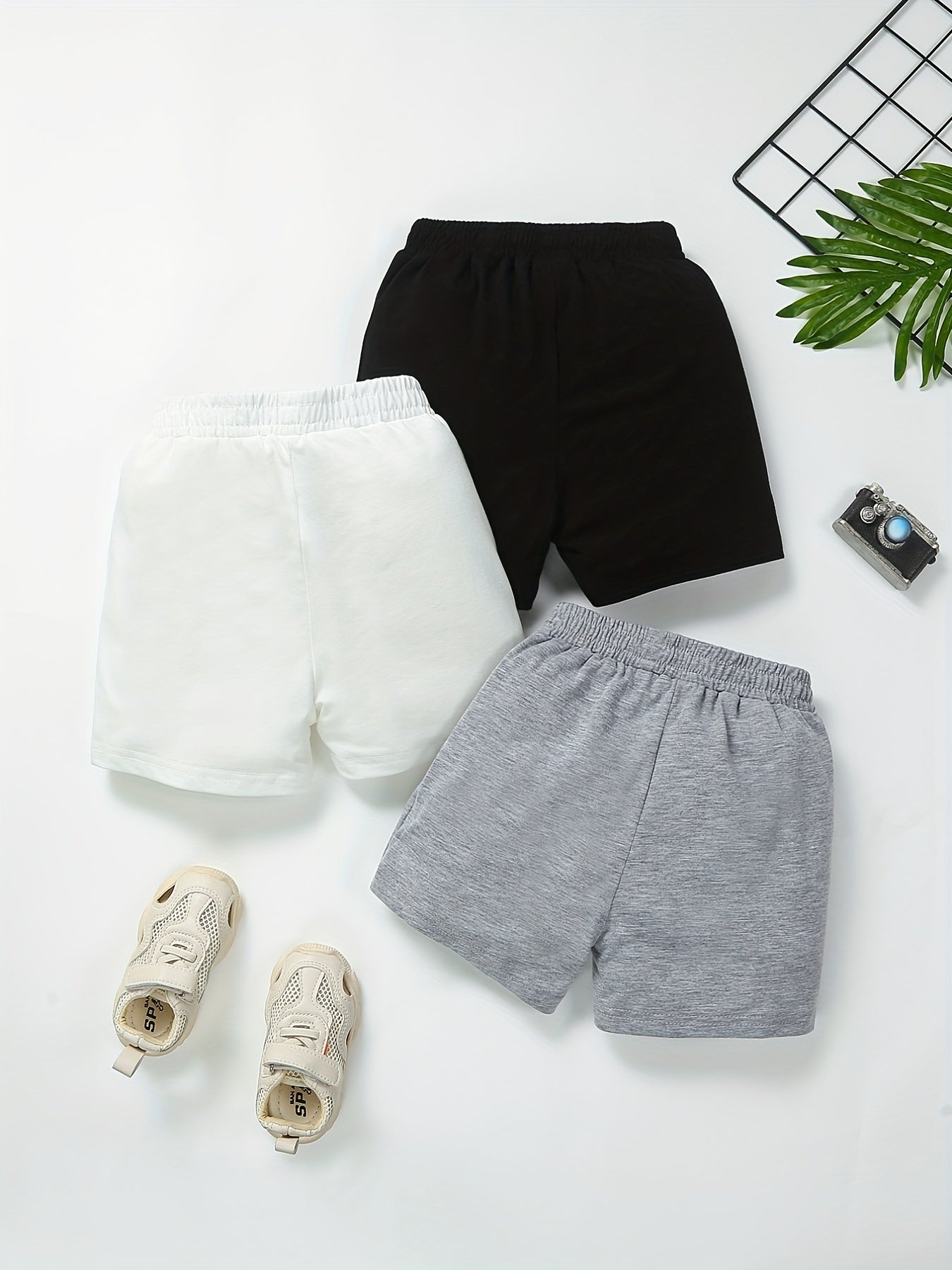 Solid Elastic Waist Shorts for Toddler Boys