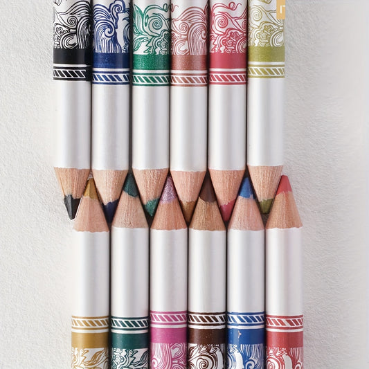 12 Colorful Eyeliner Pencil Set Waterproof Smudge Proof Long Lasting Makeup