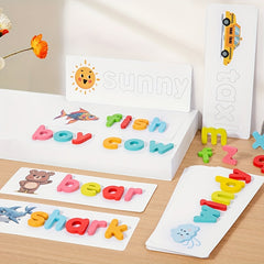 Wooden Educational Toy for Kids Word Recognition & Spelling Memory Matching Game
