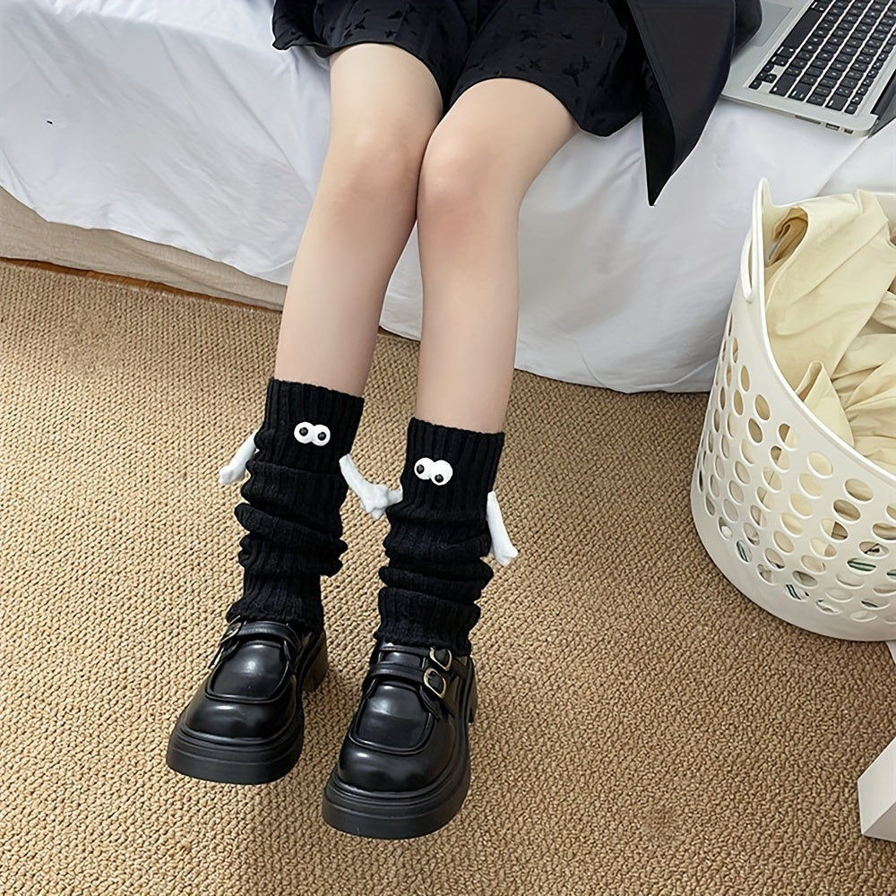 Funny Cartoon Eyes Leg Warmers Knee High Socks