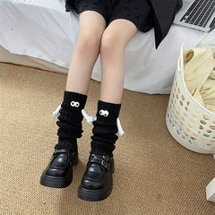 Funny Cartoon Eyes Leg Warmers Knee High Socks