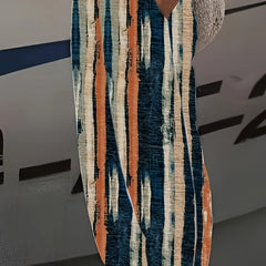  Brush Print High Rise Straight Leg Pants With Pockets