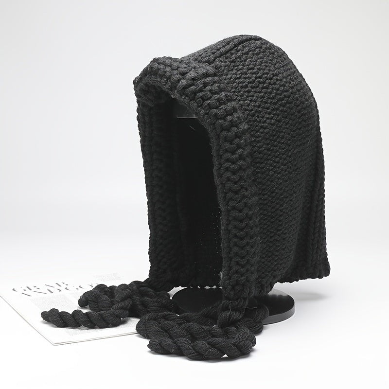 Women's Winter Hat Knitted Braided Hoodie, Valentine's Day Gift