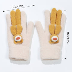Bear Decor Cold Weather Touchscreen Gloves For Women