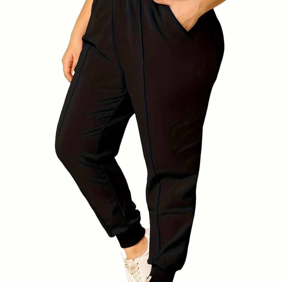  Solid Stitching High Rise Jogger Trousers