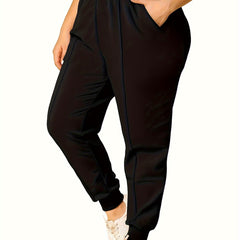  Solid Stitching High Rise Jogger Trousers