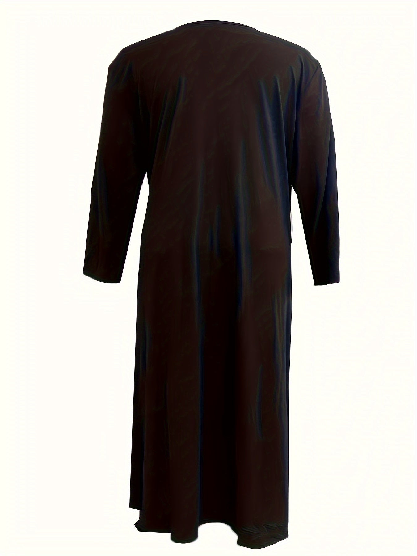  Solid Long Sleeve Notched Neck Dress