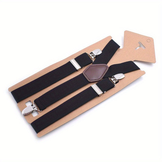 Men's Women's 2 Inch Elastic Suspenders Y Back 3 Clips