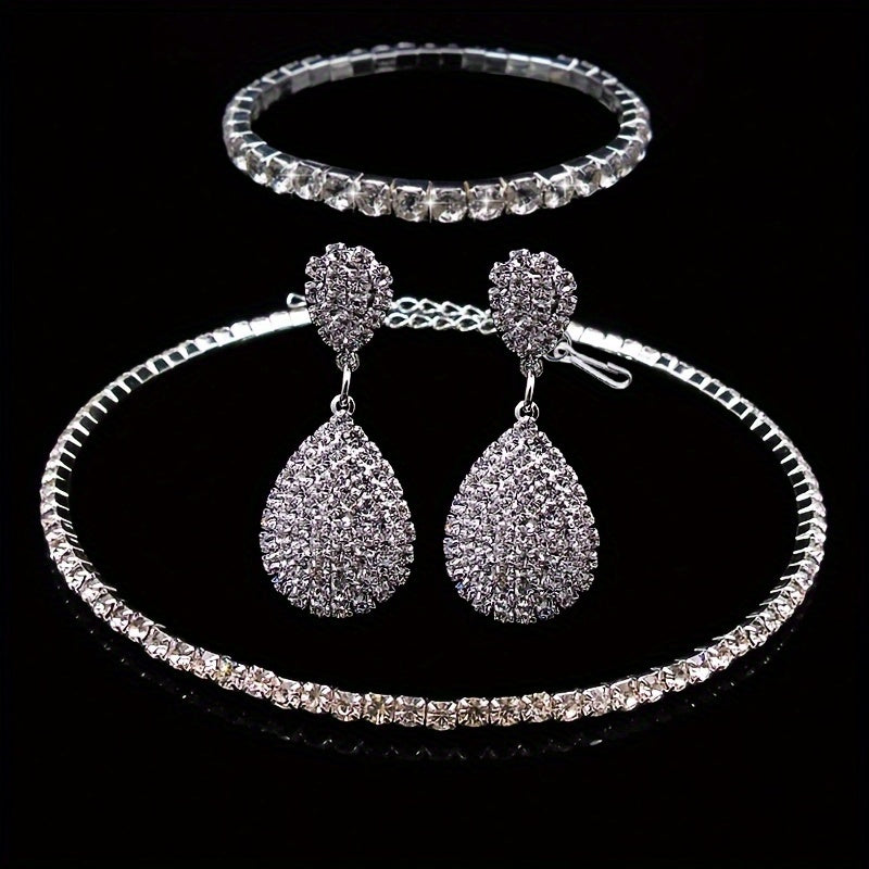 Exaggerated Wedding Jewelry Set Choker Necklace Earrings Bracelet