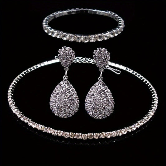 Exaggerated Wedding Jewelry Set Choker Necklace Earrings Bracelet