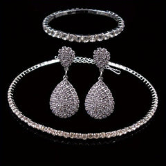 Exaggerated Wedding Jewelry Set Choker Necklace Earrings Bracelet