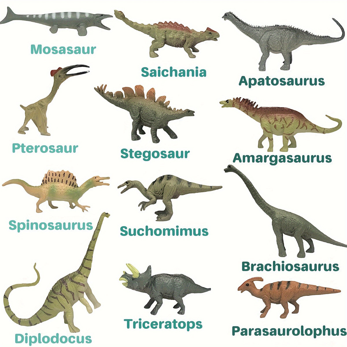 12pcs Colorful Dinosaur Toys Detailed PVC Collectible Figures