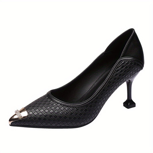 Women's Metal Toe High Heels Sexy Pointed Toe Braided Detail Stiletto Heels