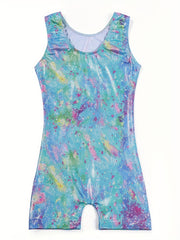 Girl's Unicorn 1 Piece Gymnastics Tights Leotard Crew Neck High Stretch