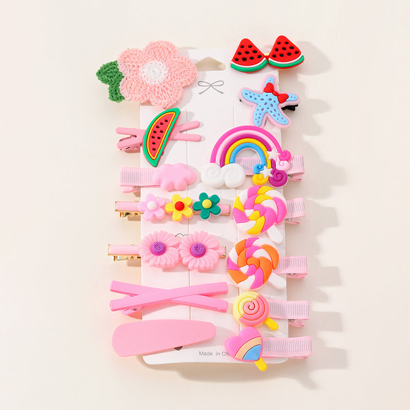 14pcs Kids Flower Candy Hair Clip Girls Hair Accessories Set