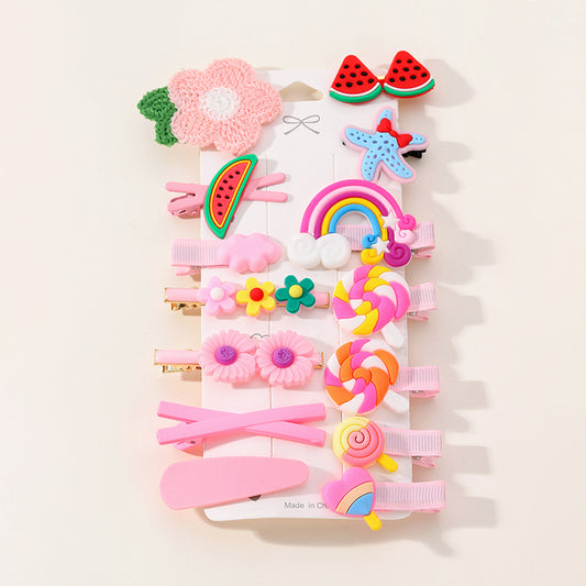 14pcs Kids Flower Candy Hair Clip Girls Hair Accessories Set