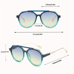 Y2K Top Bar Aviator Sunglasses Tortoiseshell UV400 Sun Shades