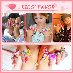 24pcs Girls Cartoon Adjustable Rings Set With Box