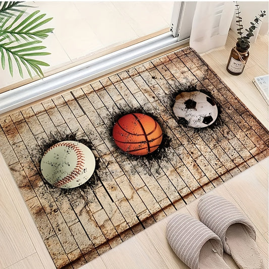 Vintage 3D Sports Anti Slip Rug for Indoor Rooms