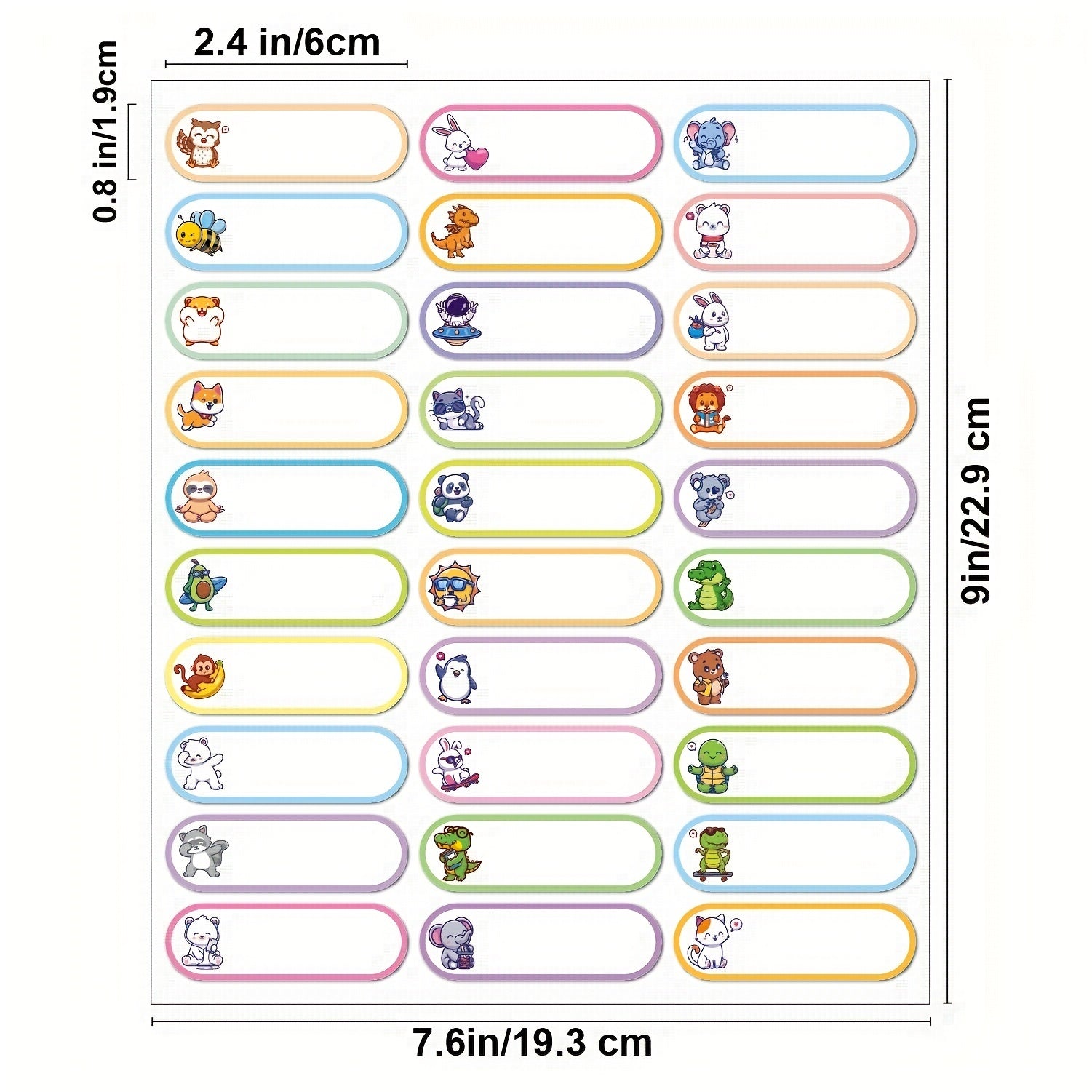 24pcs/60pcs School Waterproof Name Sticker Handwriting Mesh Bag Archive Label