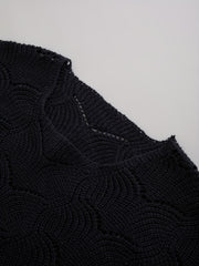  Solid Cable Knit Round Neck Pullover Sweater