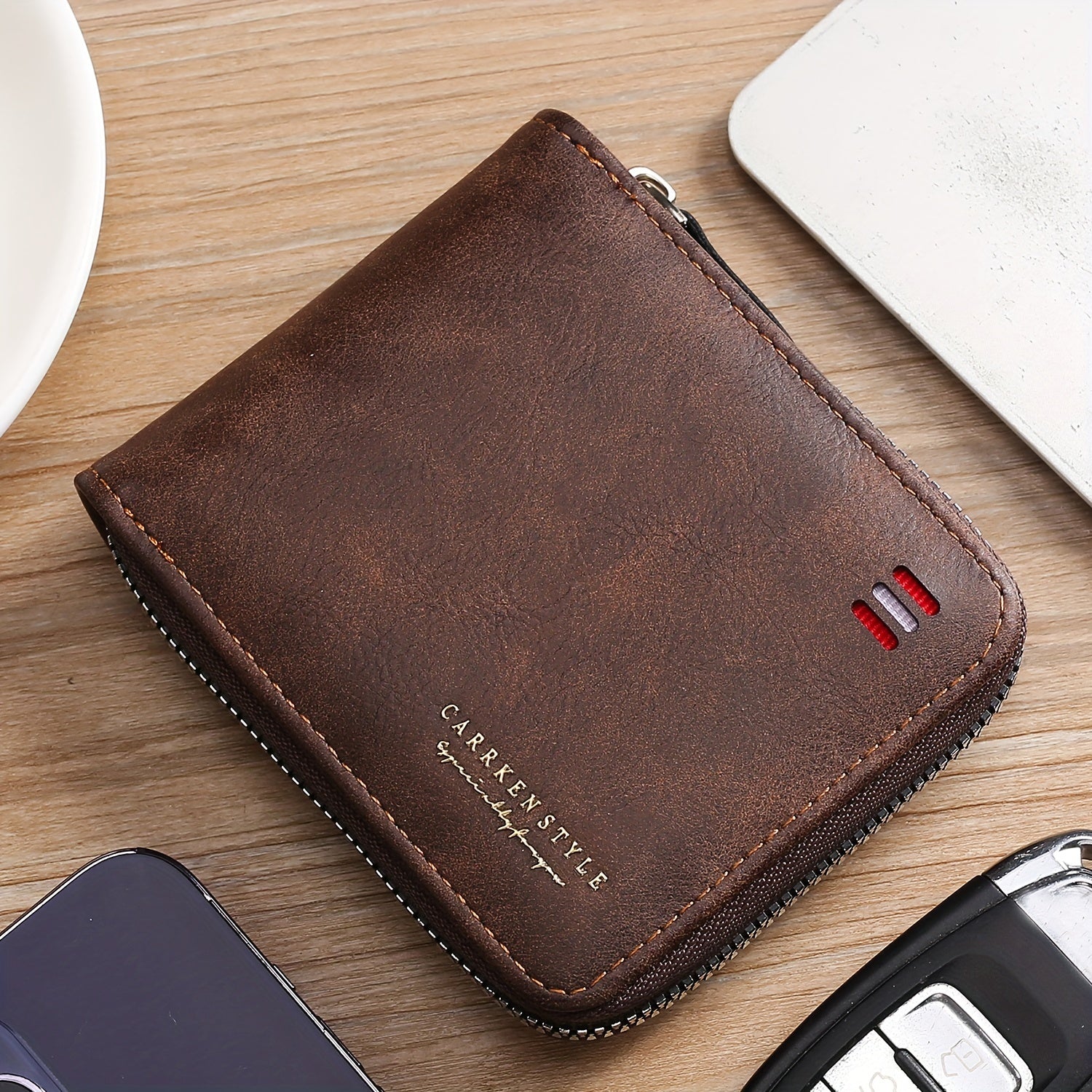 Men's Zipper Short Wallet Bifold Money Clip Gift