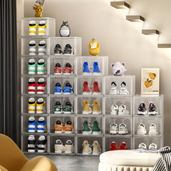 Transparent Plastic Shoe Storage Box with Door - Dustproof and Portable