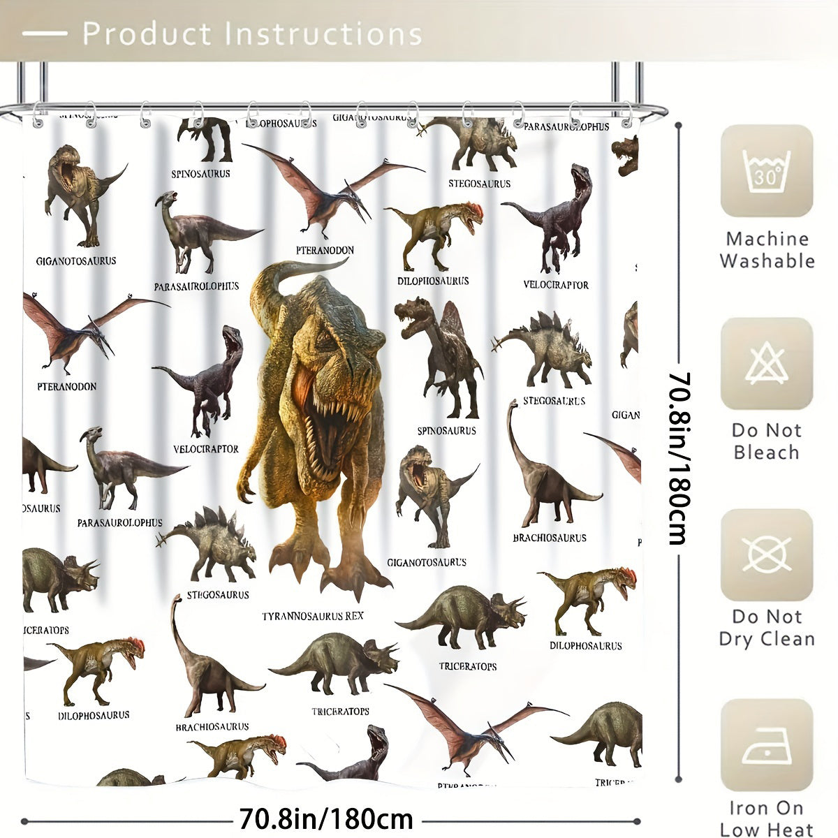Dinosaur Shower Curtain Set with Bathroom Accessories