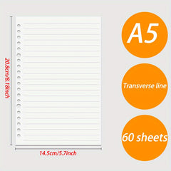 Loose Leaf Core Paper 60 Sheets 120 Pages 80g 26 Hole A5 B5 A4 Road Paper