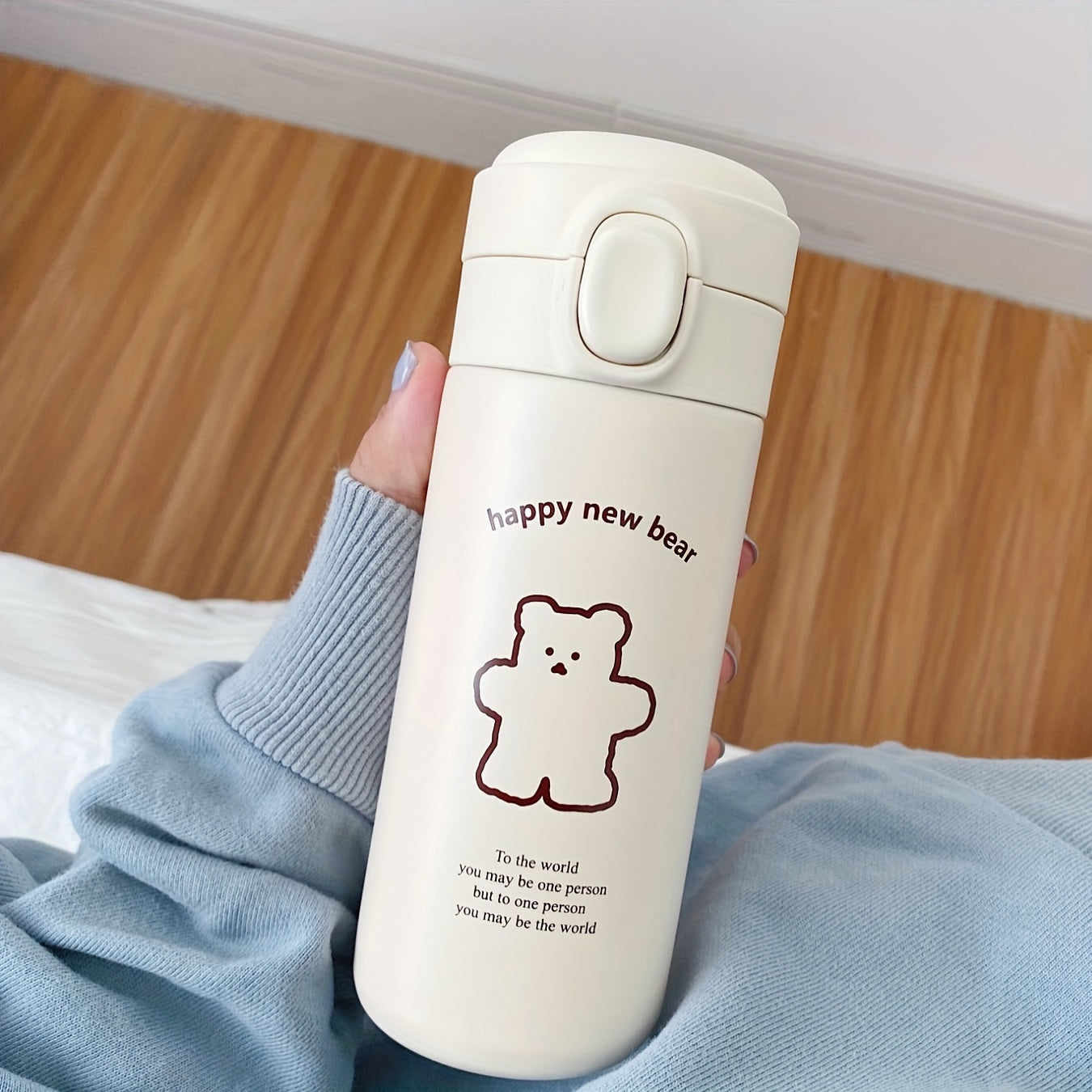 Bear Pattern Insulated Water Bottles - Portable Water Bottle