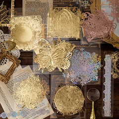 10PCS PACK Golden Hollow Lace Paper Romantic Story Series Hand Account Decoratio