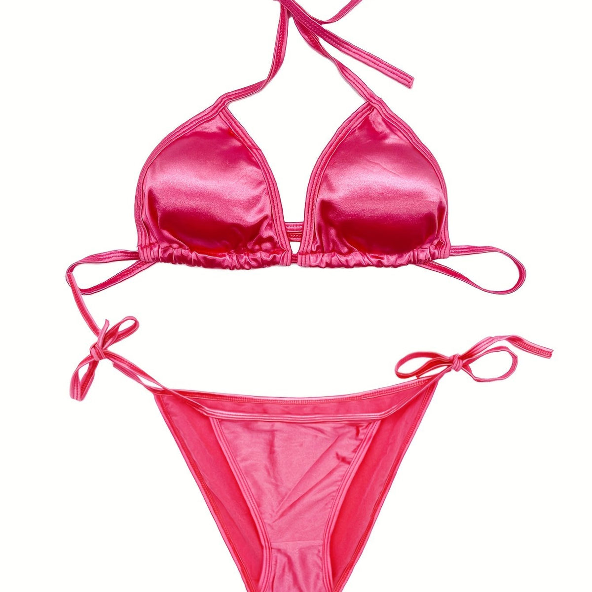 Strappy Lingerie Set Halter Bra & Bikini Panties Women's Sexy