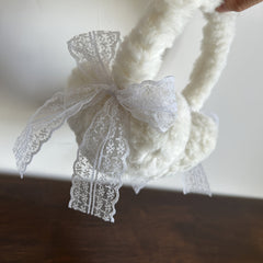 Japanese Style Winter Ear Muffs Fluffy Bow & Lace Trim Ear Warmers