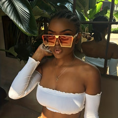 Oversized Square Sunglasses Gradient Lens UV400