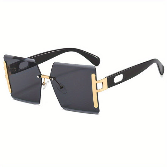 Y2K Oversized Square Sunglasses Gradient Lens Rimless Glasses UV400