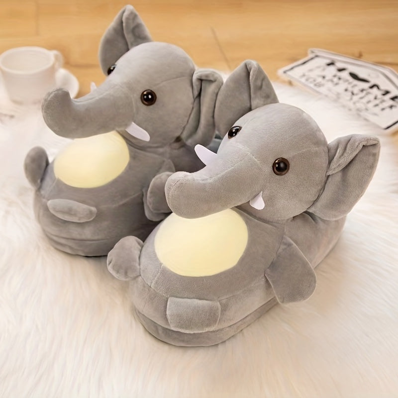 Cartoon Elephant Novelty Slippers Warm Winter Indoor Plush Shoes