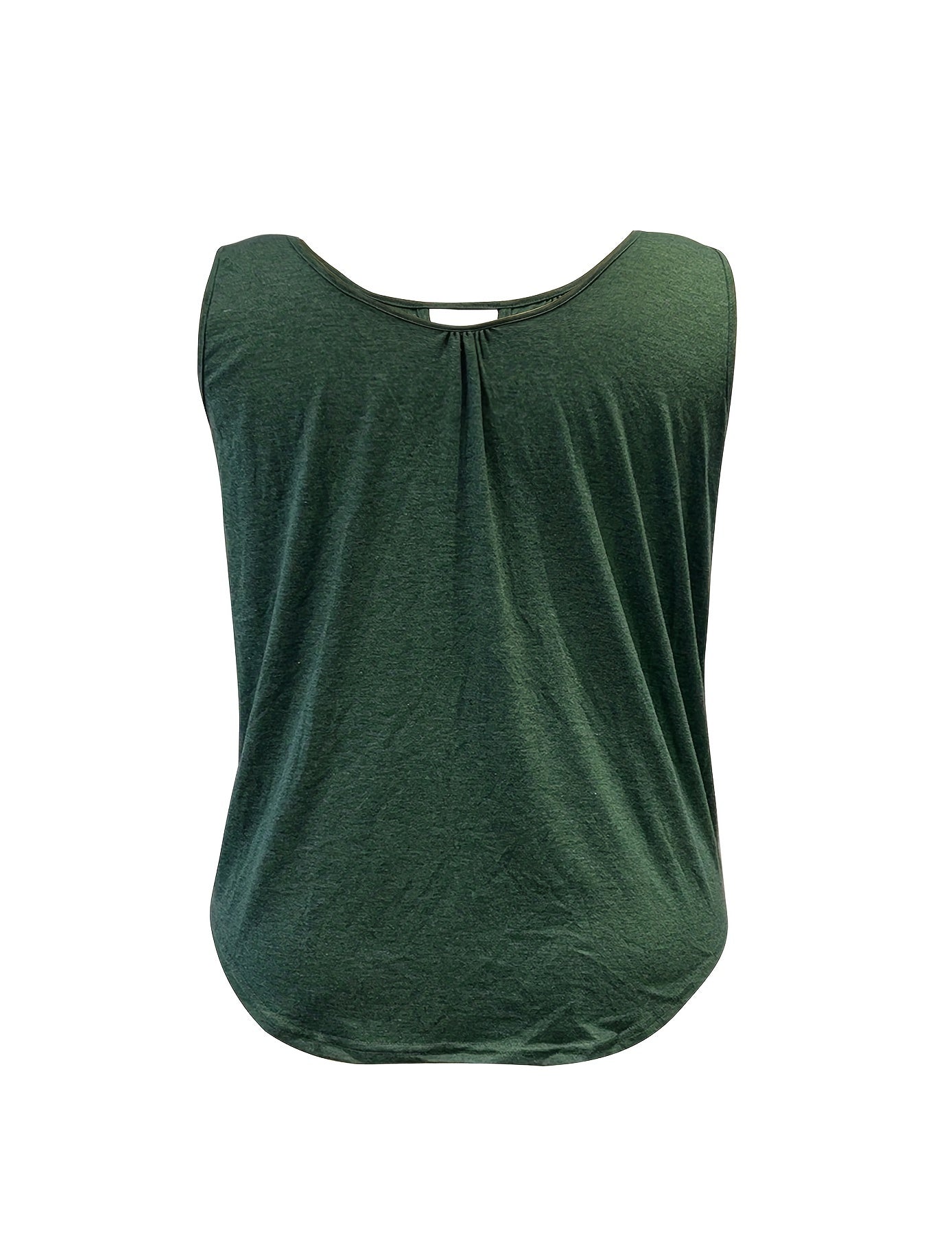  Solid Round Neck Stretch Tank Top