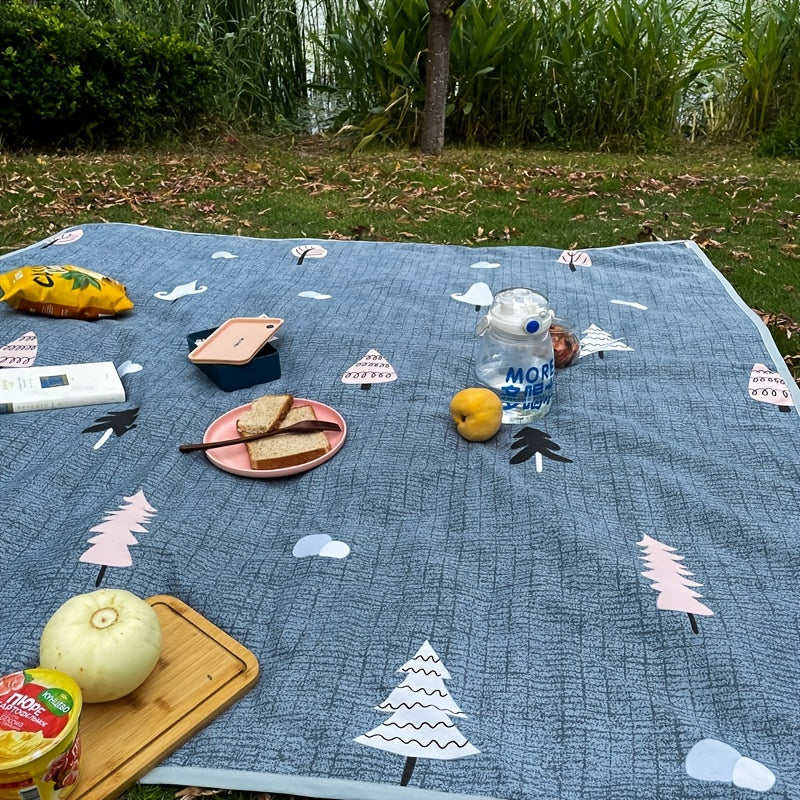 Waterproof Outdoor Blanket Clouds & Trees Print Picnic Mat