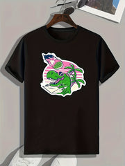 Dinosaur Print Men's Graphic T Shirt for Summer