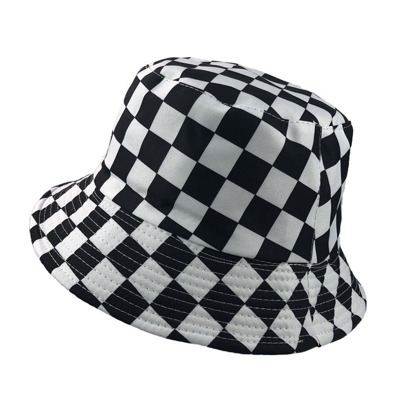 Colorful Plaid Bucket Hat Casual Sunscreen Fisherman Cap