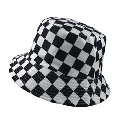 Colorful Plaid Bucket Hat Casual Sunscreen Fisherman Cap