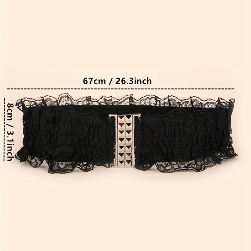 Vintage Lace Wide Belt Elastic Waistband for Women