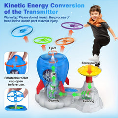 Outdoor Rocket Launcher Flying Spinner Disc Chasing Game for Kids