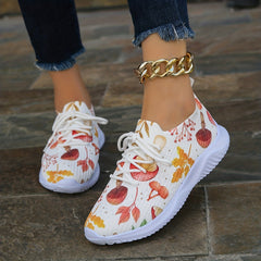 Colorful Maple Leaf & Mushroom Print Casual Shoes for Halloween