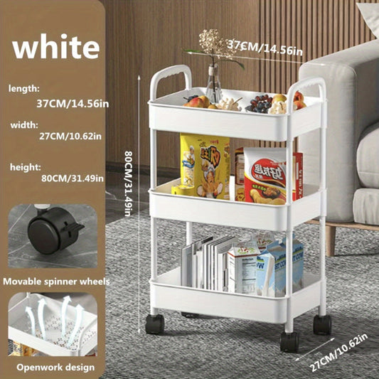 1pc Mobile Storage Cart with Wheels Convenient Floor Storage Rack
